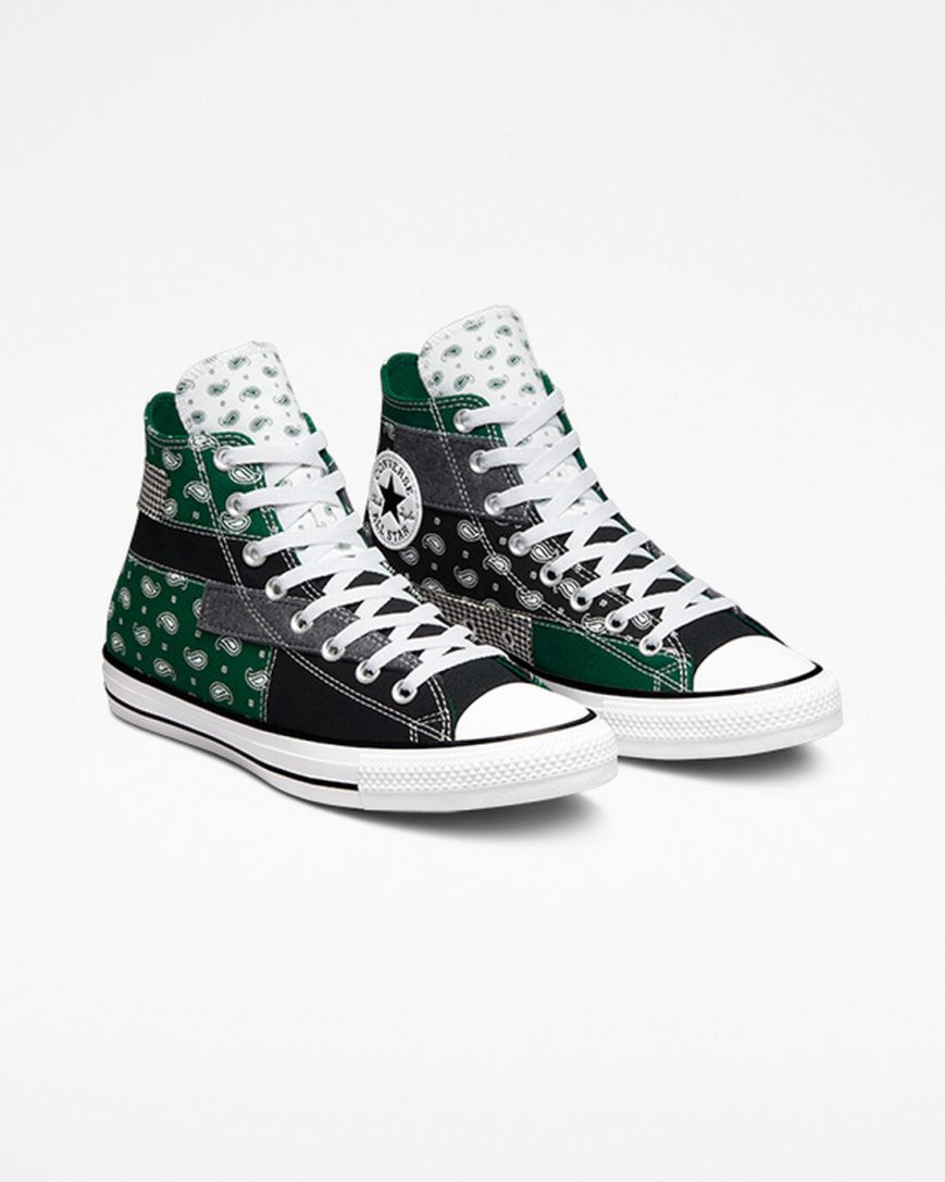 Men's Converse Chuck Taylor All Star Hacked Patterns High Top Shoes Green / Black / White | AU 1850CI